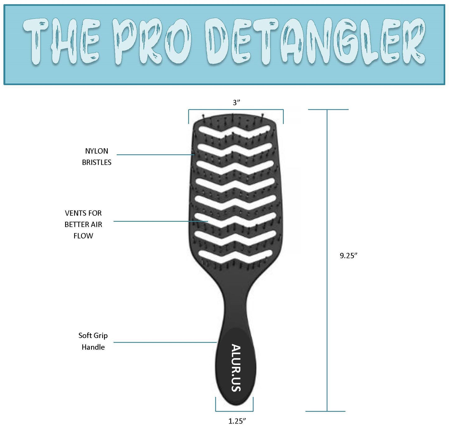 Allur.Us The Pro Vented Detangling Brush