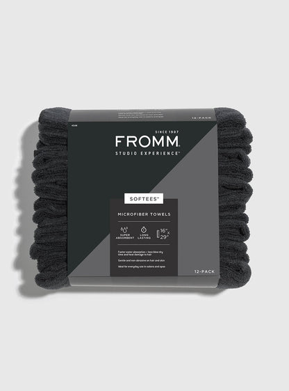 Fromm Softees Microfiber Towel Black 10pk - Salon Quality Professional Beauty Products Company