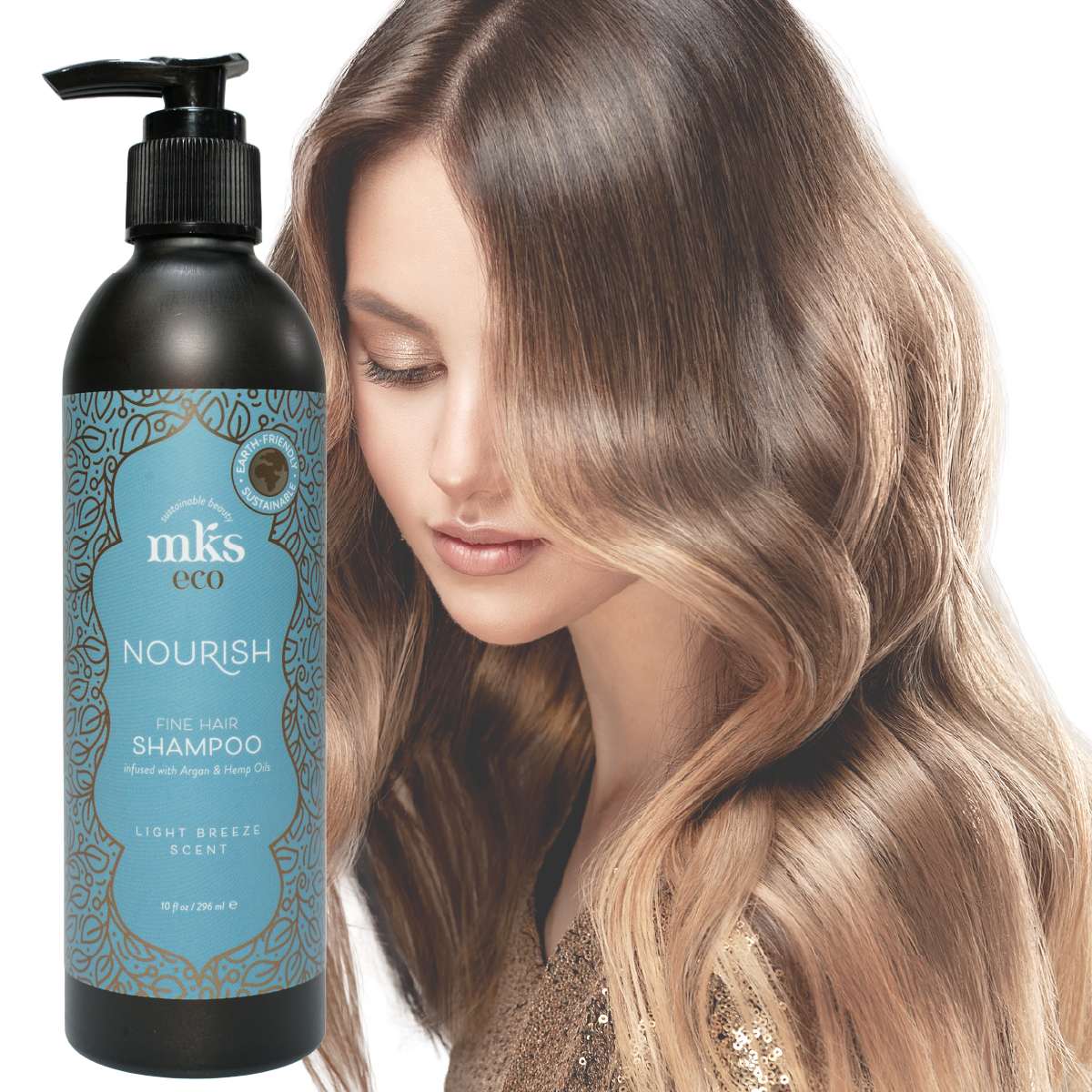 MKS eco Nourish Shampoo for Fine Hair – 25th Anniversary Silver Edition LITE BREEZE 1 LTR - Salon Quality Professional Beauty Products Company